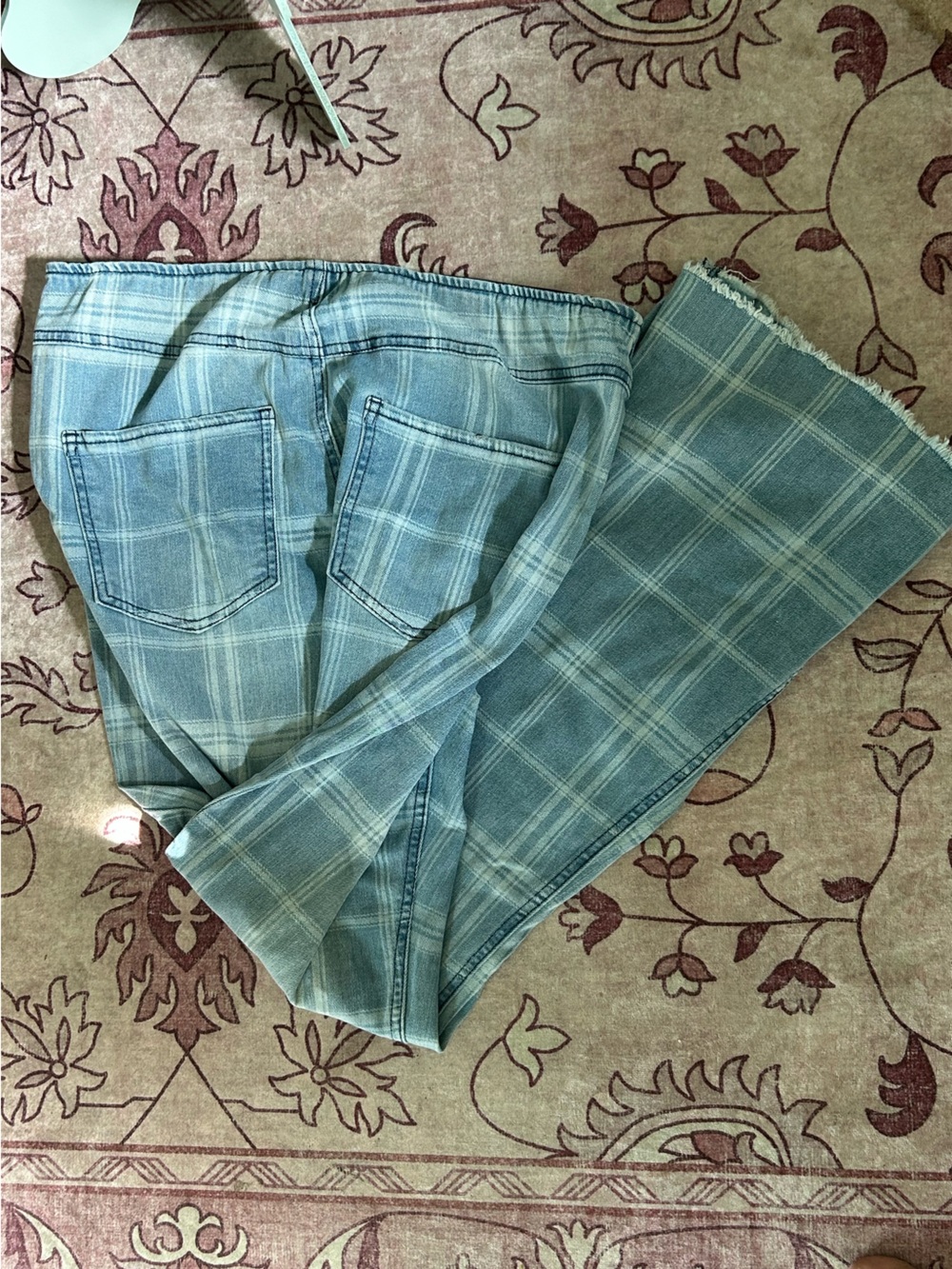 Plaid Light Blue Men’s Jeans - Casual Straight Fit